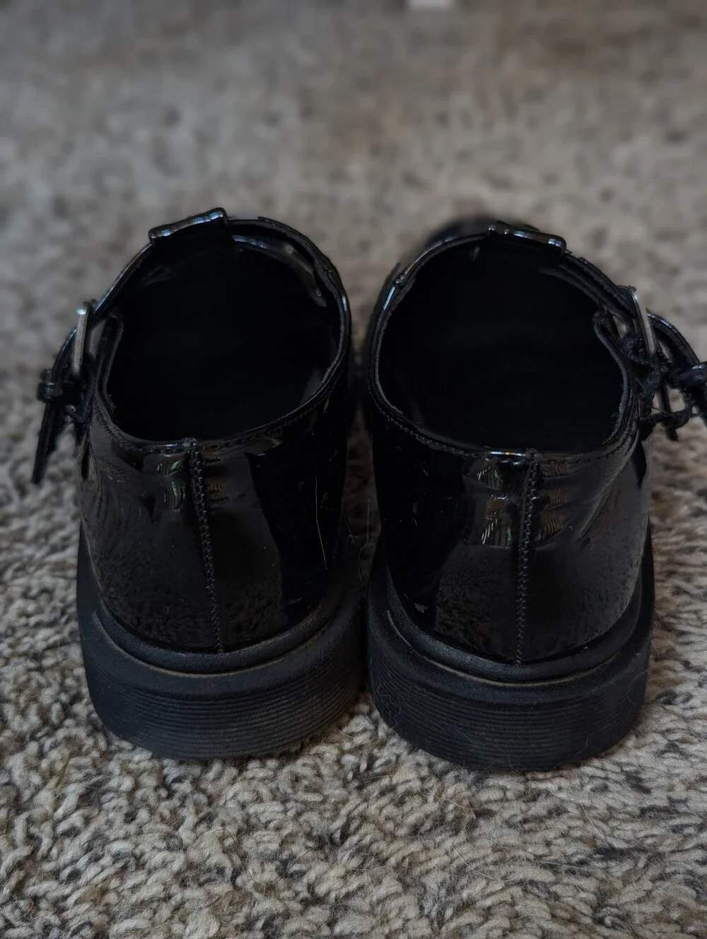 Girls' Black Patent Double-Strap Mary Janes